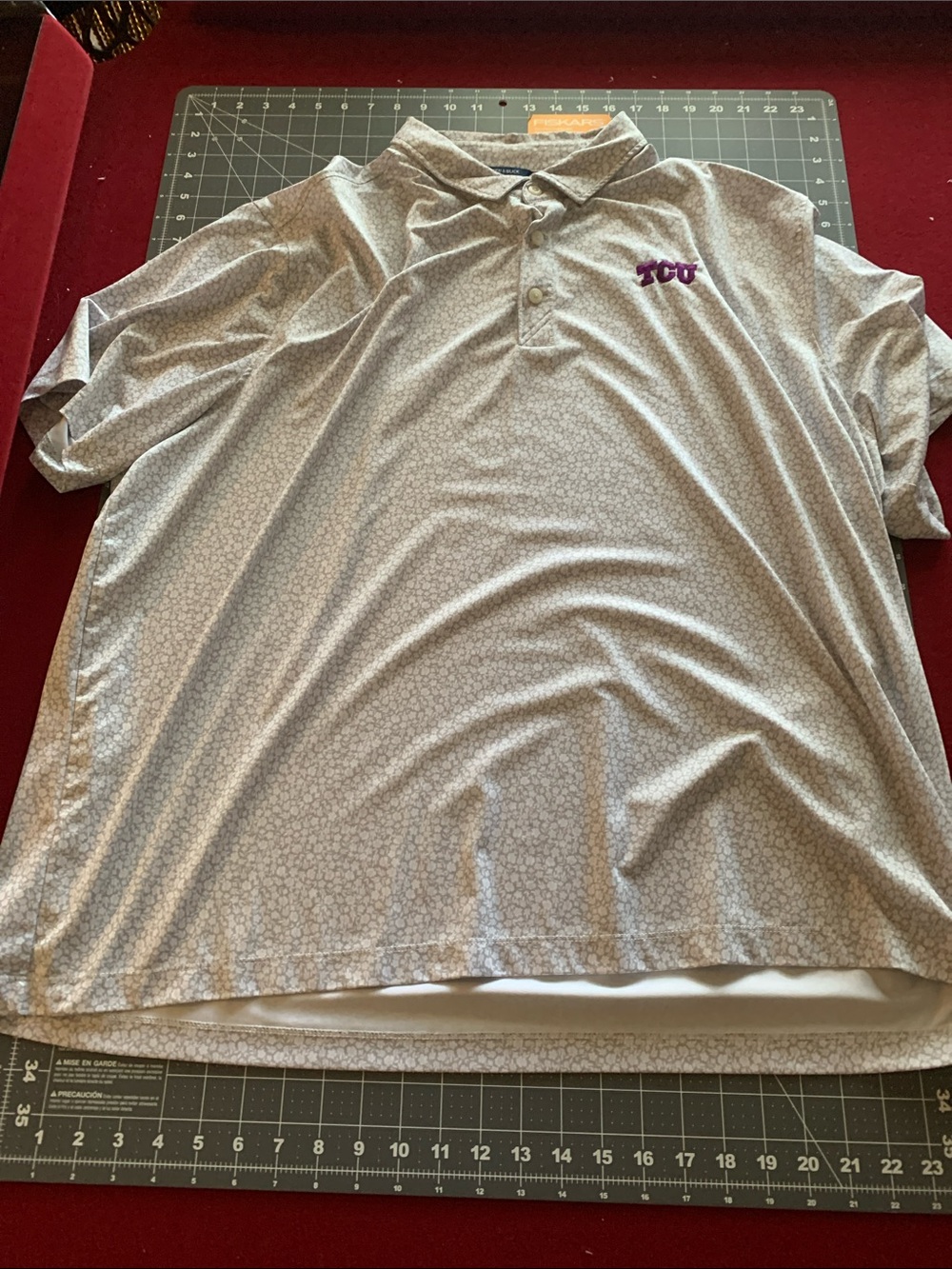 Cutter & Buck Light Gray Polo with Purple Logo